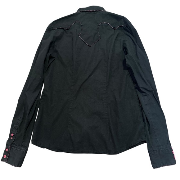 Women’s Cruel Girl Western Cowgirl Shirt Black Pink Y2K Long Sleeve Size Small - Picture 2 of 8